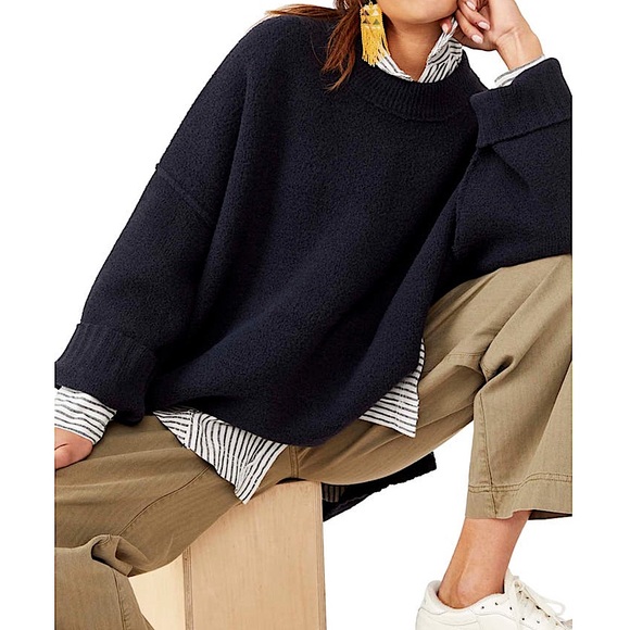 Free People Peaches Tunic Sweater Pullover Black Combo $148 NWT - Picture 5 of 15